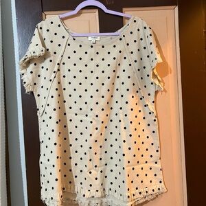 Umgee Cream Polka Dot Fringe Blouse